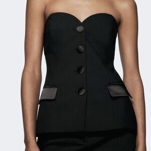 ZARA | Size S | Tuxedo Bustier Tube Top | Black